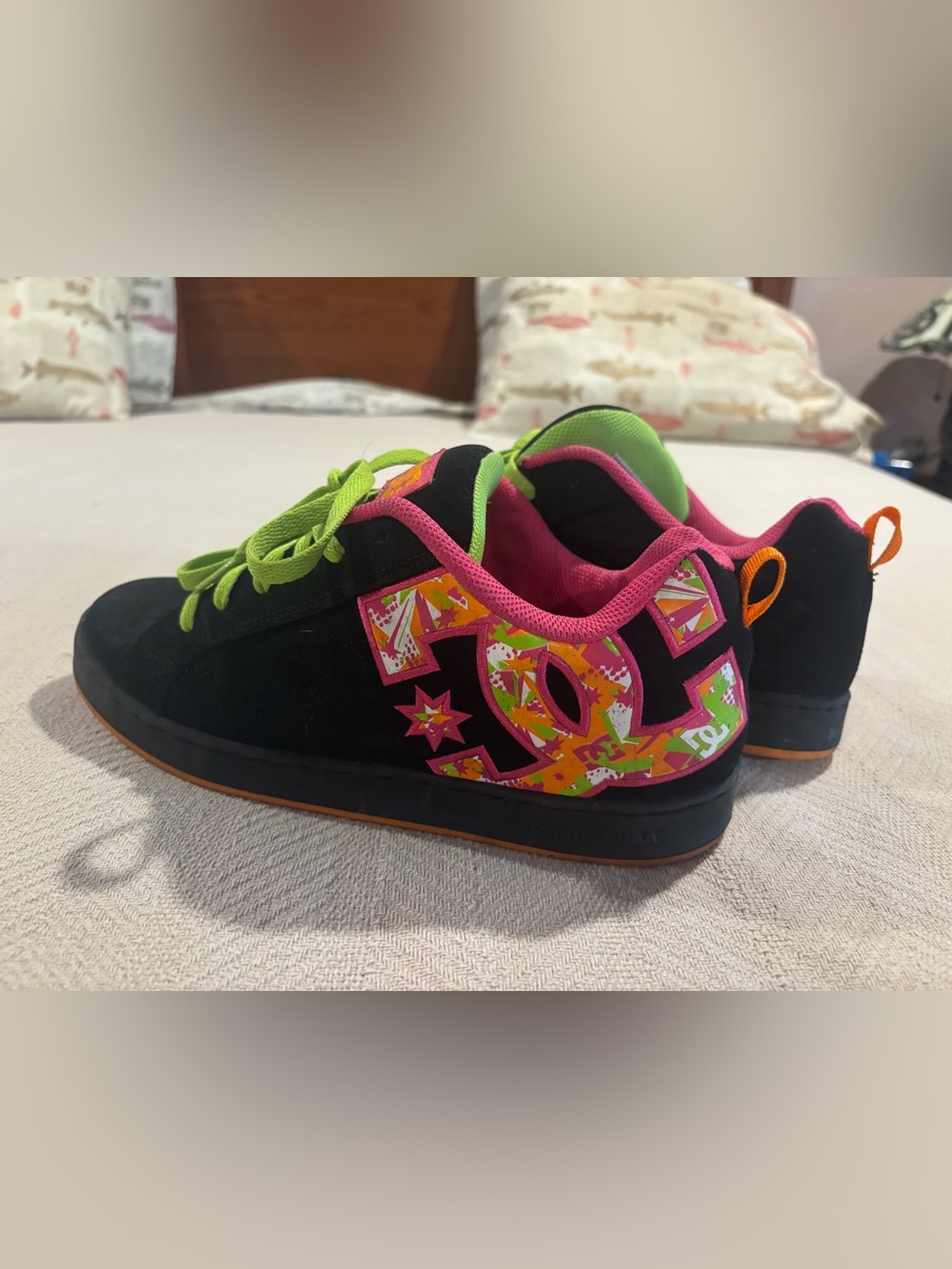 DC shoe co neon sneakers